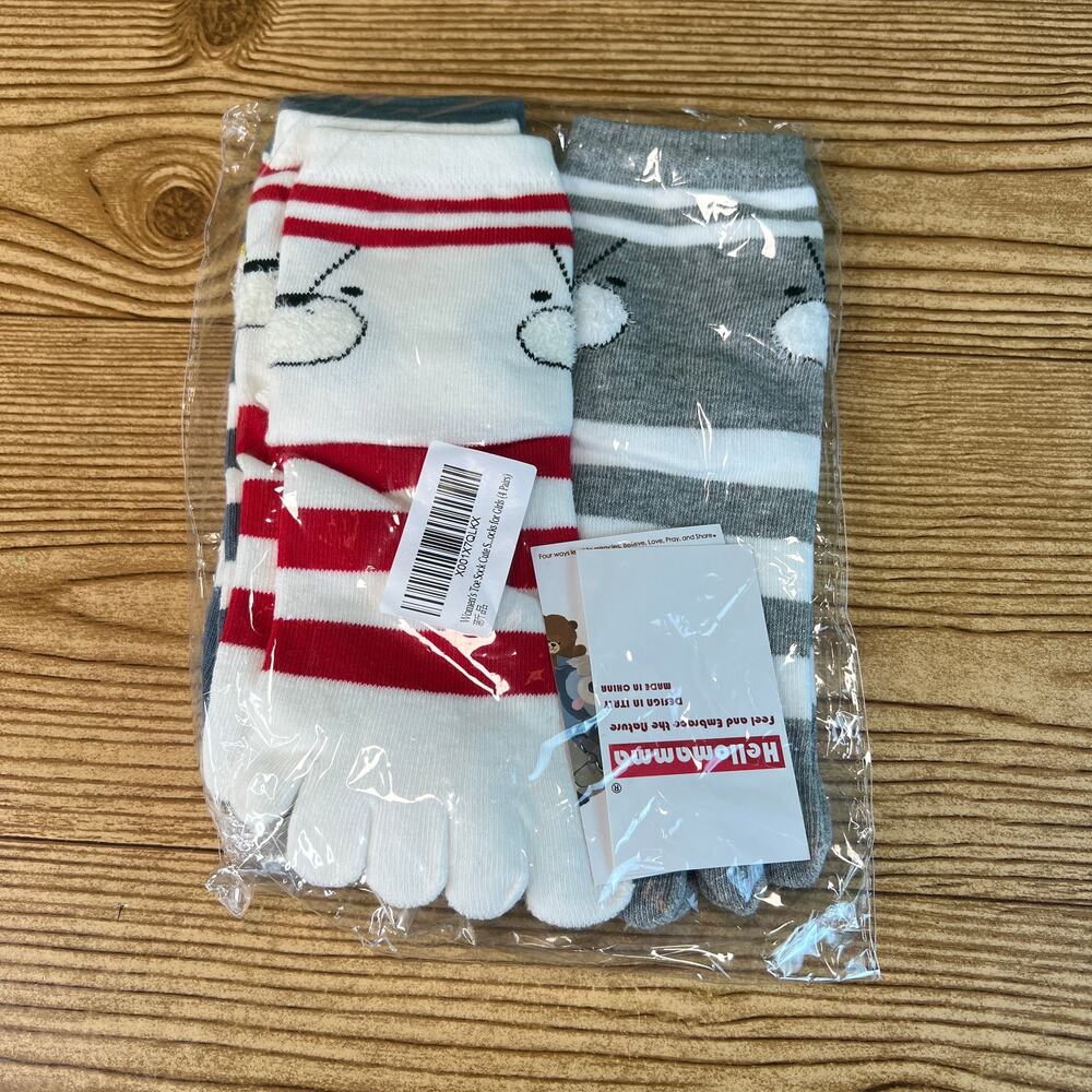 New 3 Pair Hellomamma Women's Ankle Cotton Five Finger Toe Sock for Girls